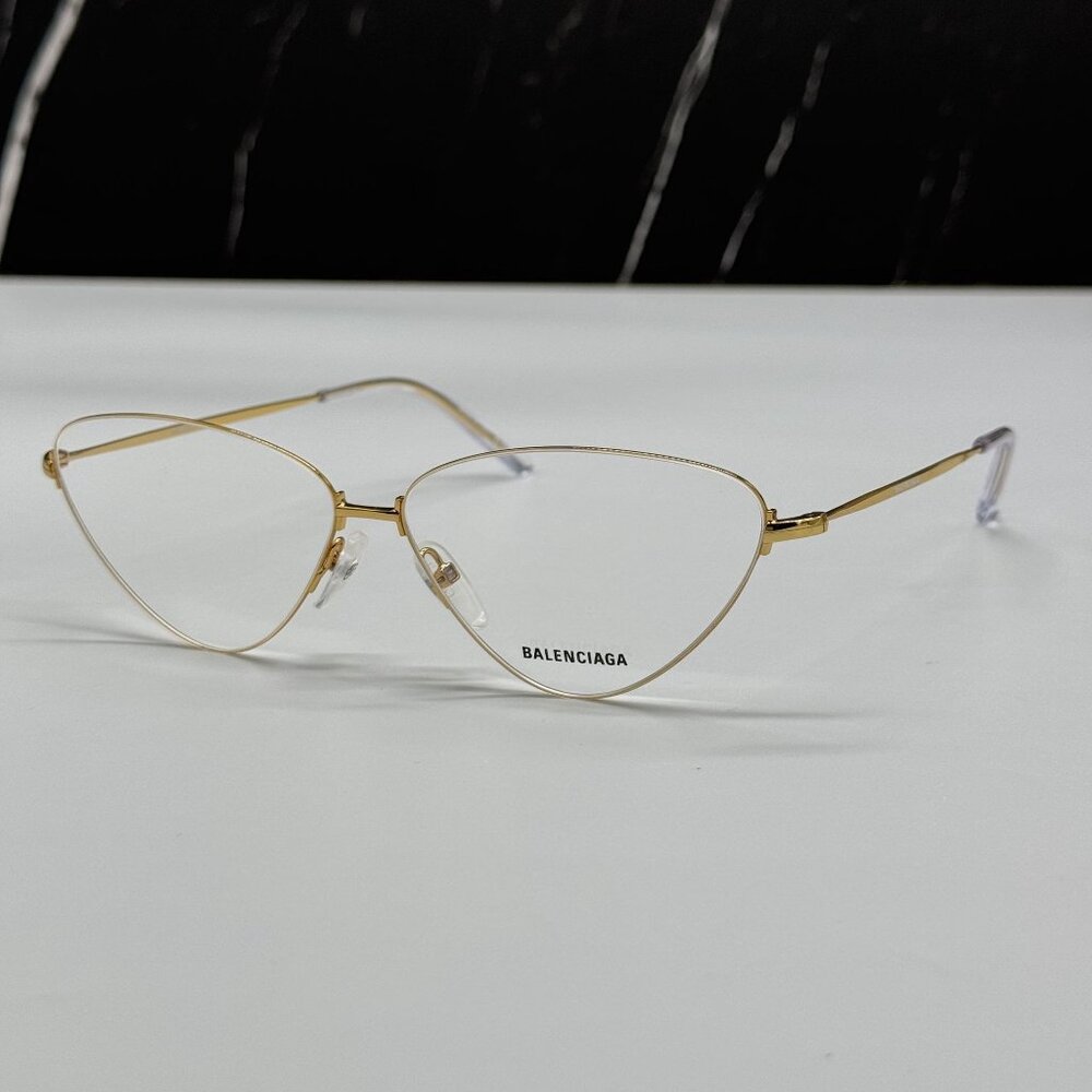 NEW BALENCIAGA BB0015O 003 CAT EYE GOLD WOMEN EYEGLASSES BALENCIAGA - Picture 3 of 10